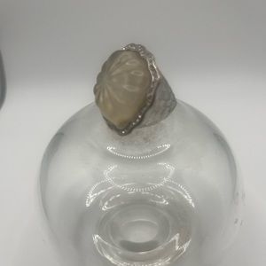 Art deco style ring. Inlaid crystals all around the acrylic stone nugget style